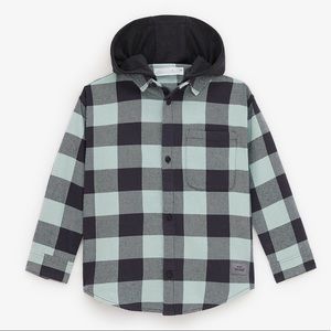 Zara kids (removable) hooded plaid over shirt